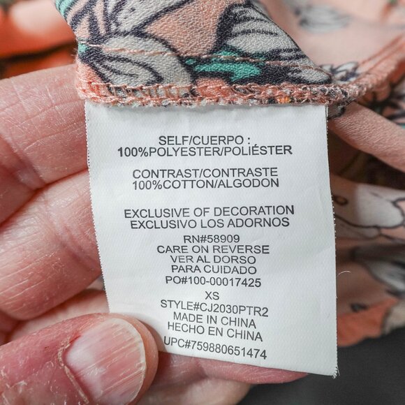 Copper Key Womens Top XS Peach Floral Sheer Coquette Romantic Flowy Timeless - Picture 7 of 13